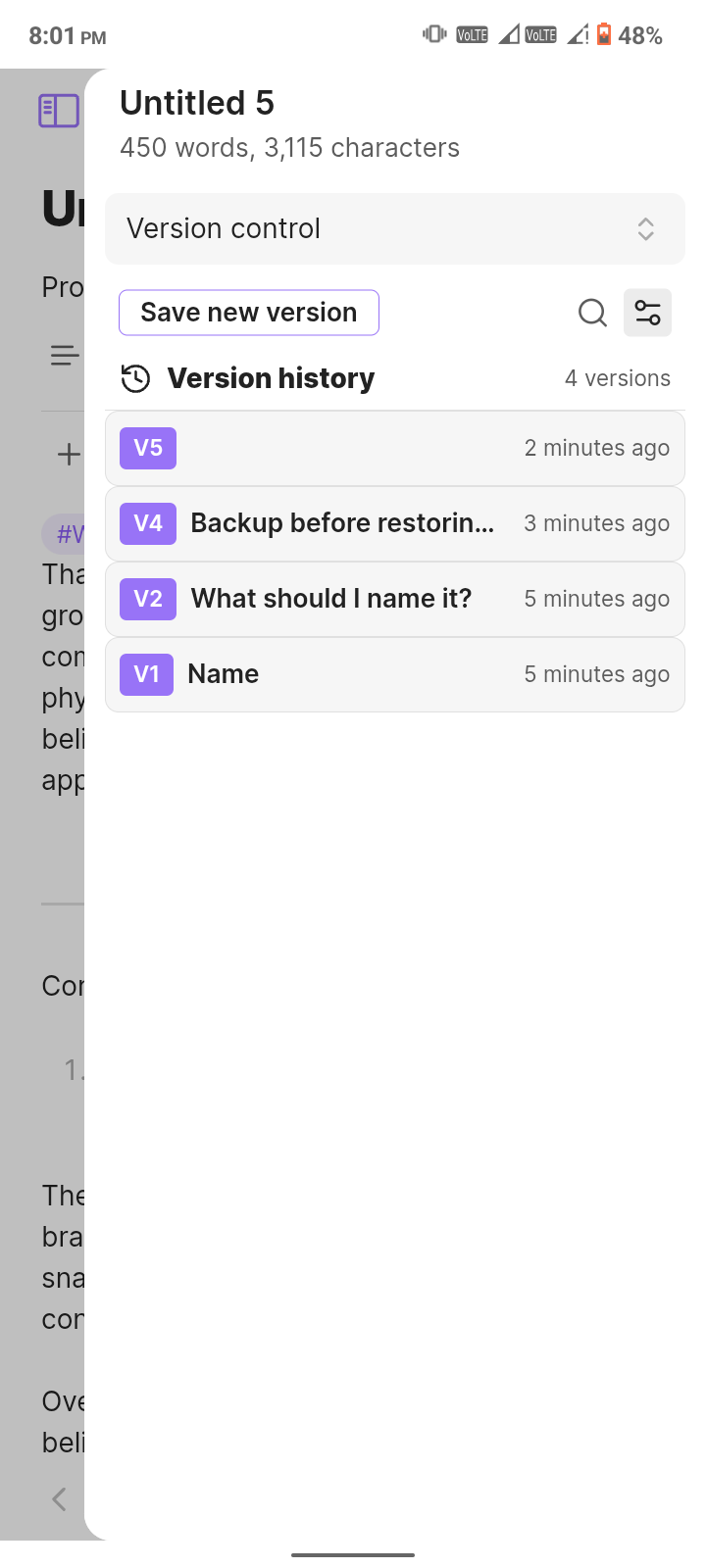 List View in Light Mode