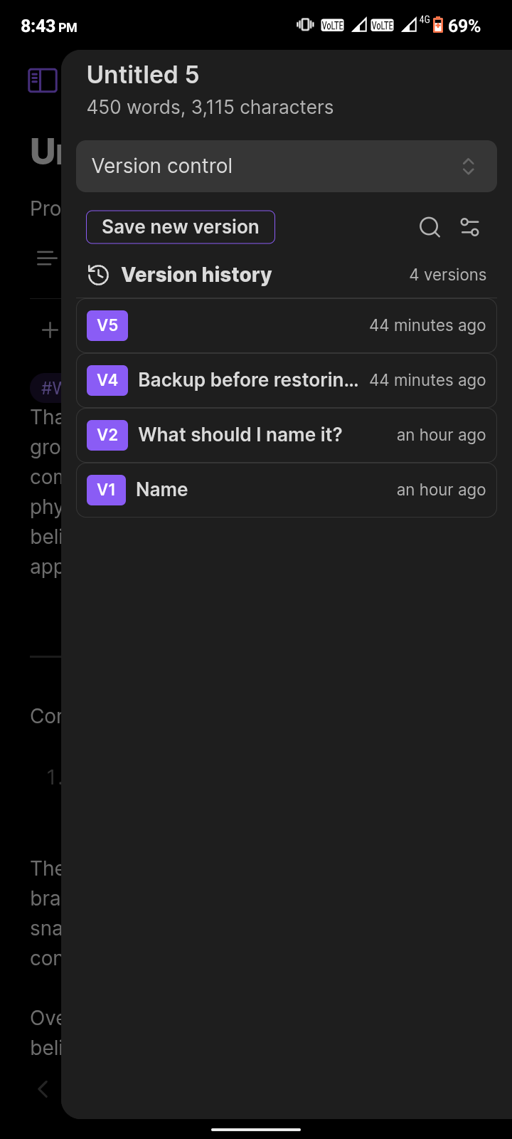 List View in Dark Mode