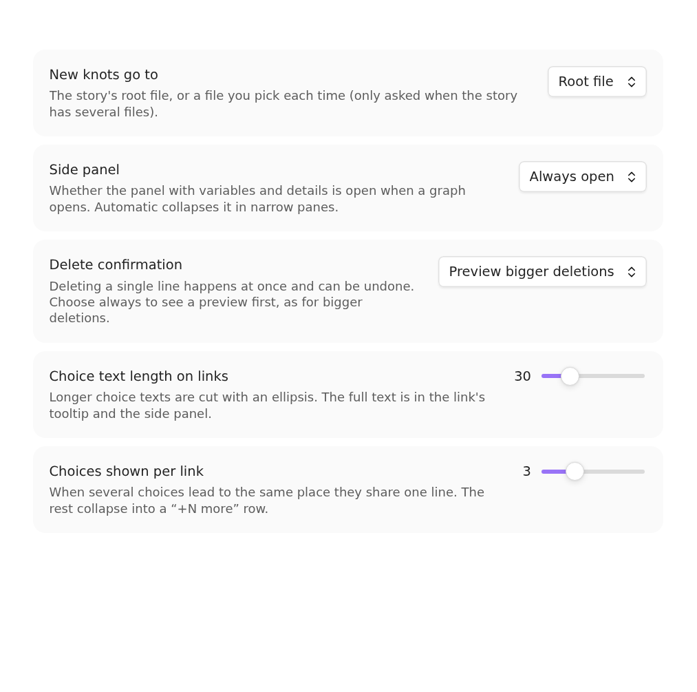 The settings tab