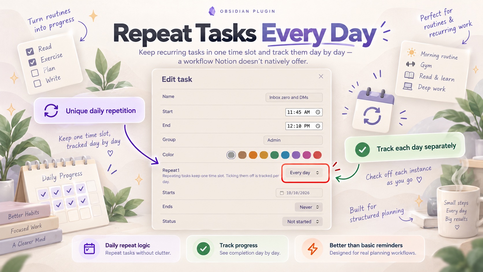 Repeat tasks every day