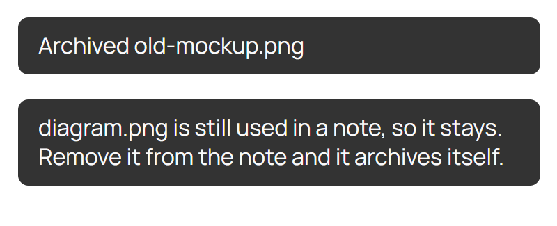 Notices: archived, or kept because a note still uses it