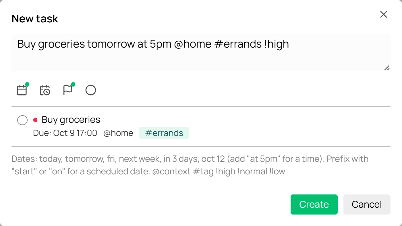 Quick add with live preview