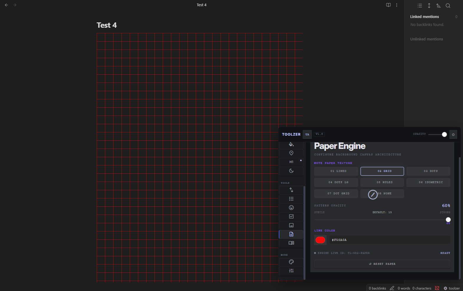 Grid paper in note