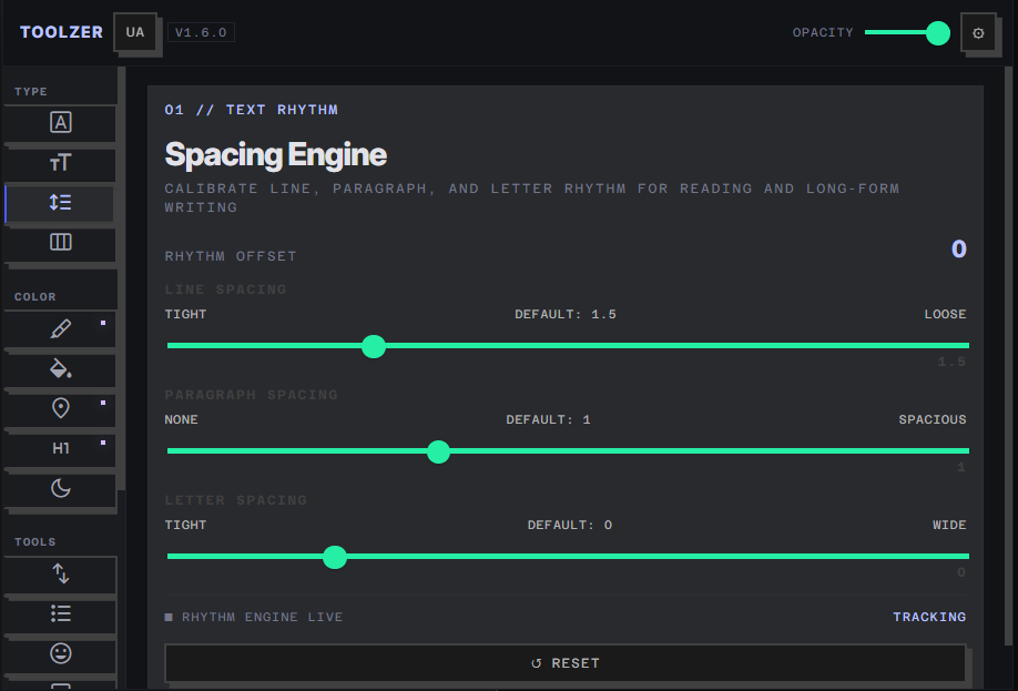 Spacing Engine