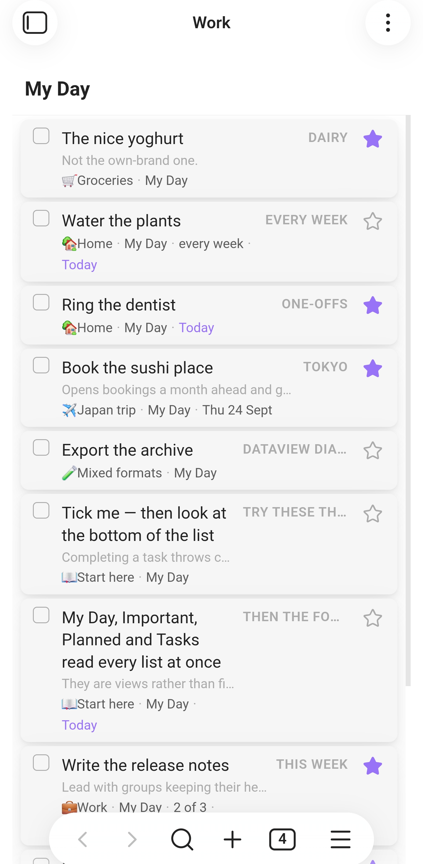 My Day on a phone, reading every list at once.