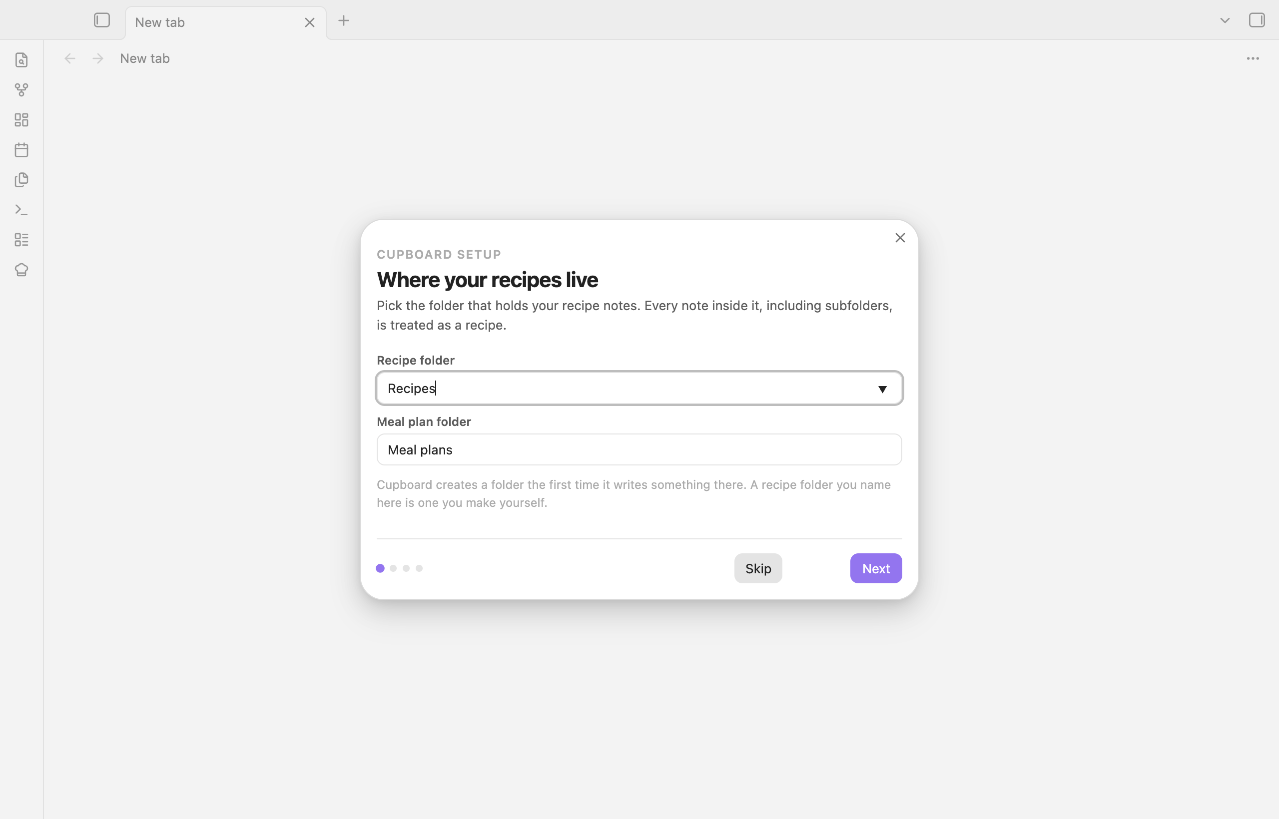 The setup wizard