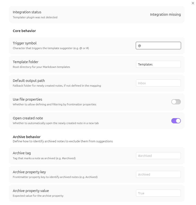 Settings Page