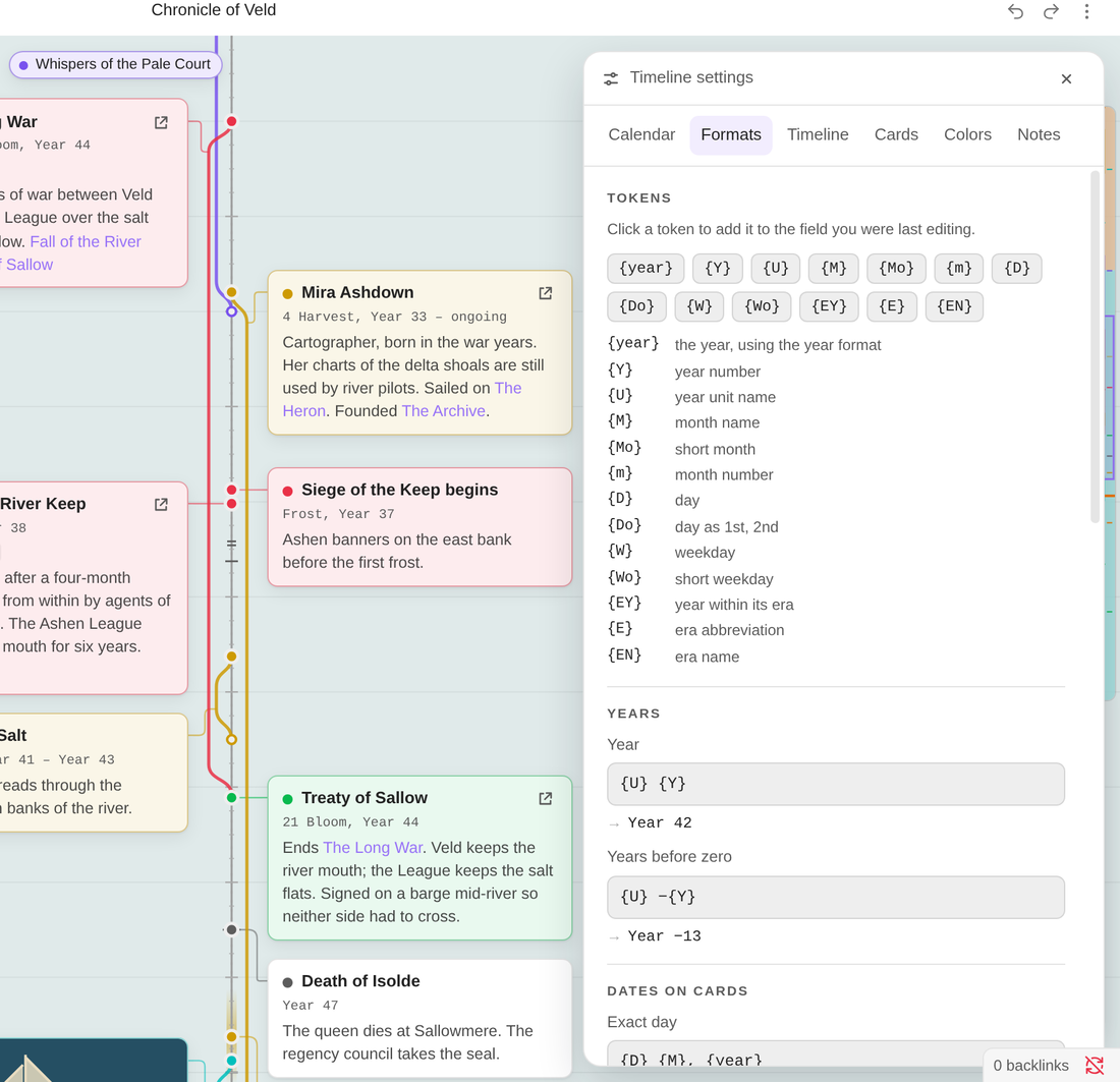 Date format templates with tokens and live previews