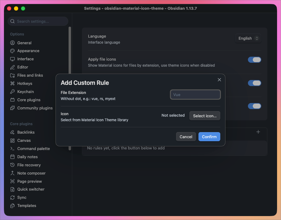 Add custom rule