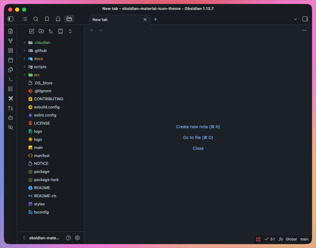File explorer with Material icons