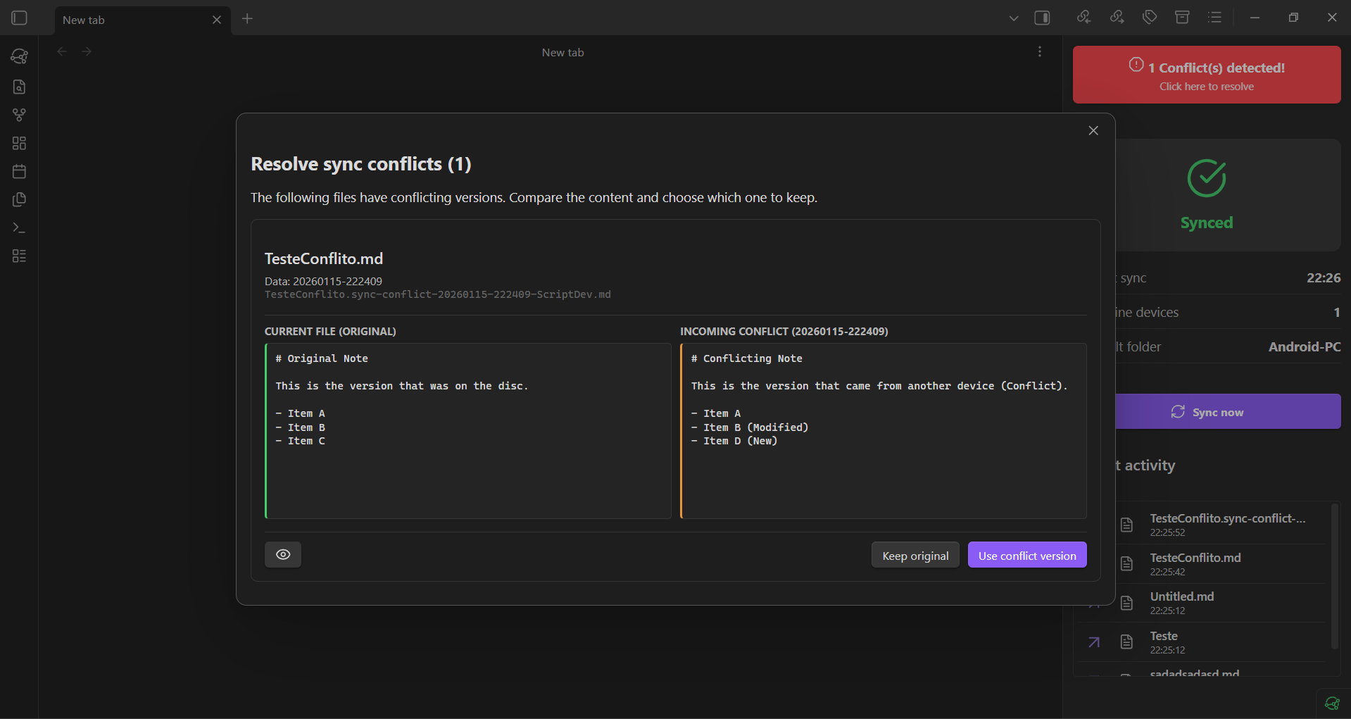 Conflict Modal