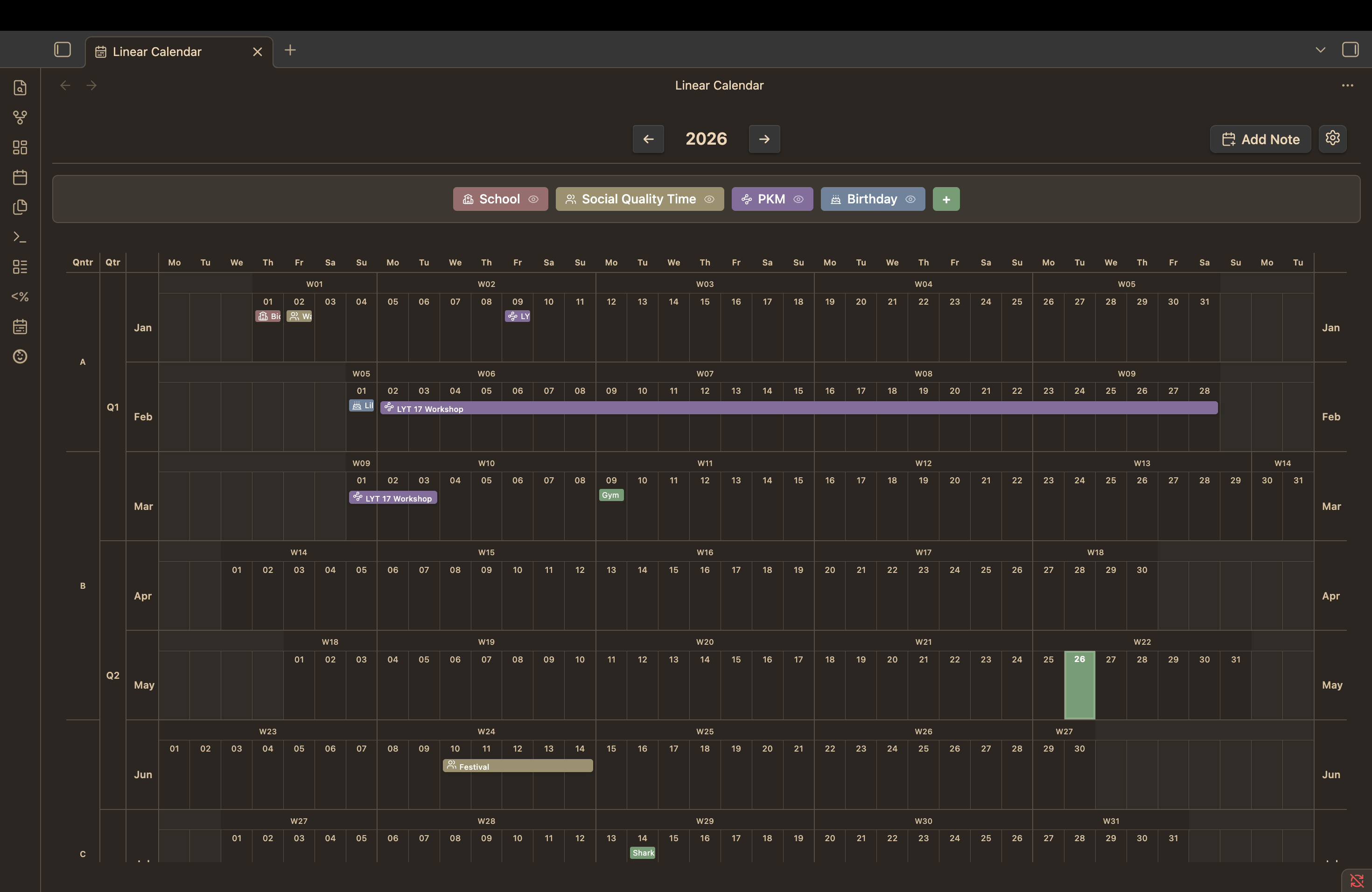 Linear Calendar Screenshot