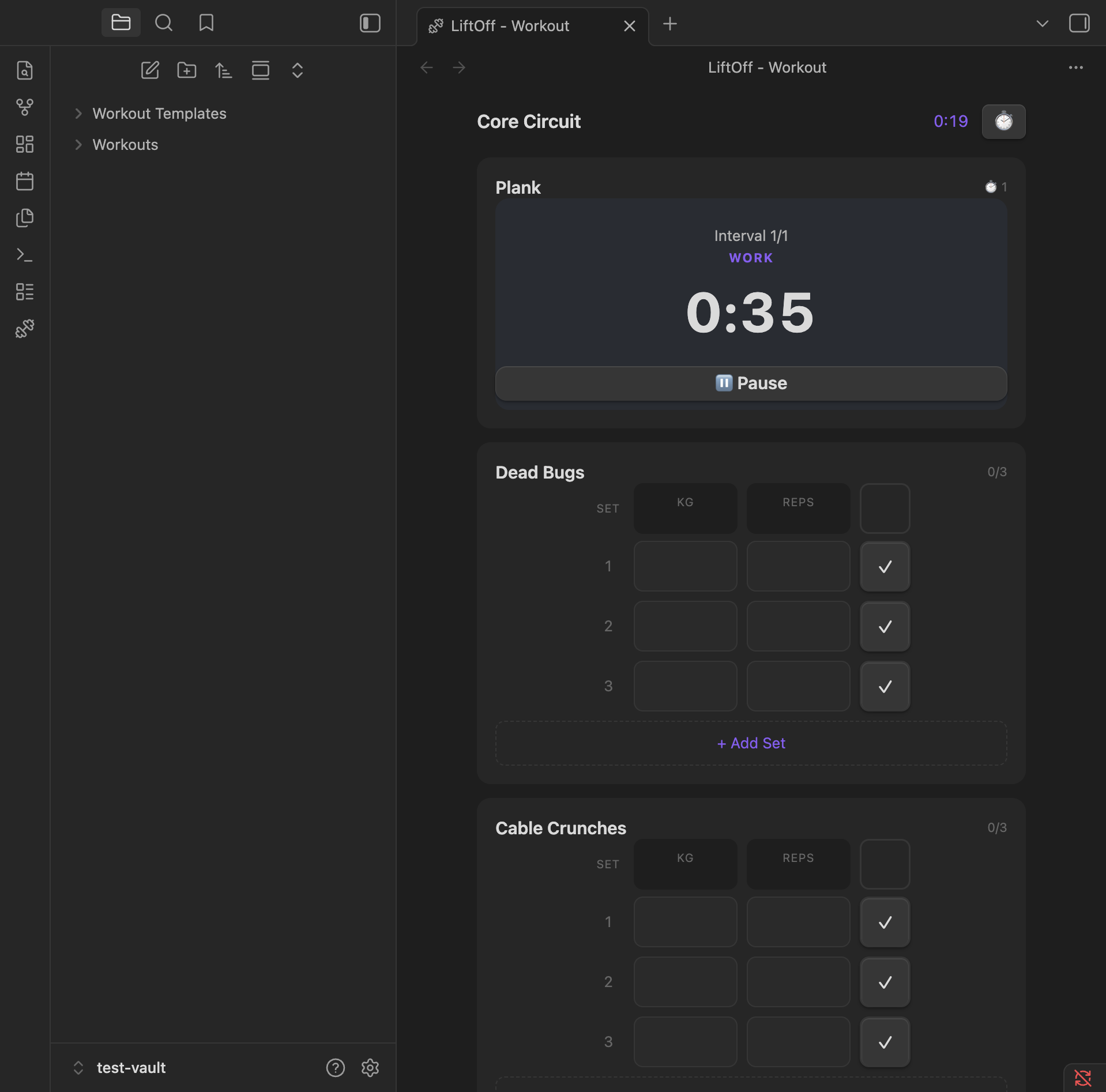 Interval timer during work phase