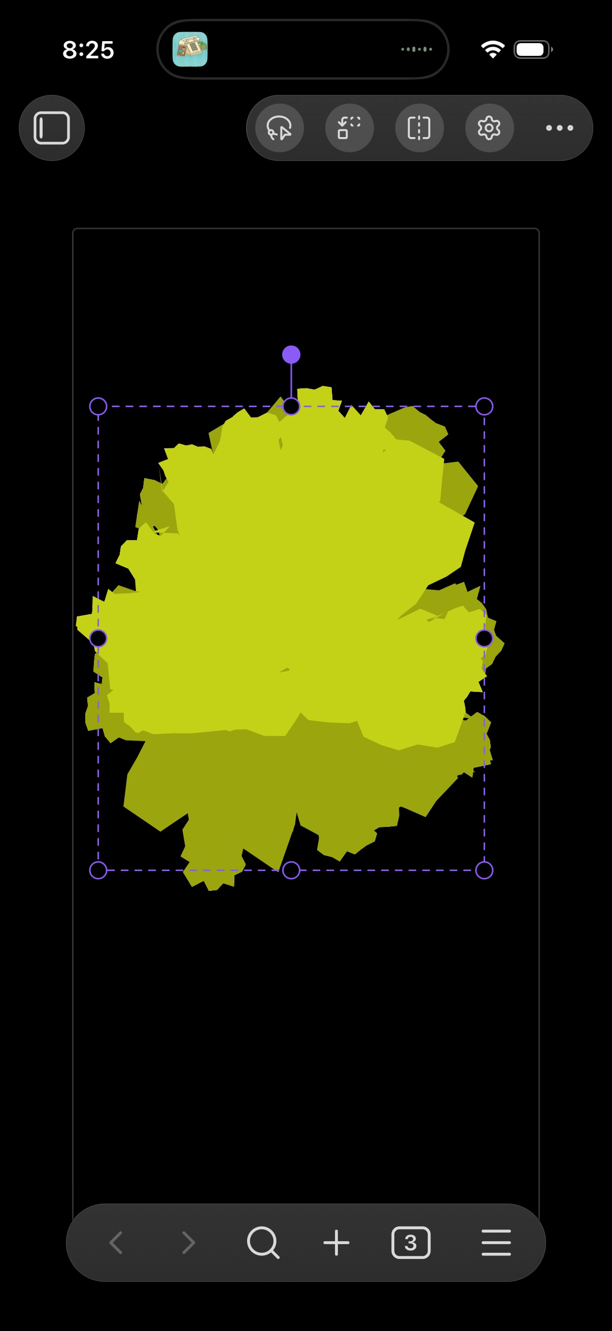 The selection tool: a scalable, rotatable bounding box around lassoed strokes