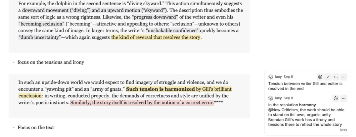 Comment cards beside highlights in Reading view on Mac