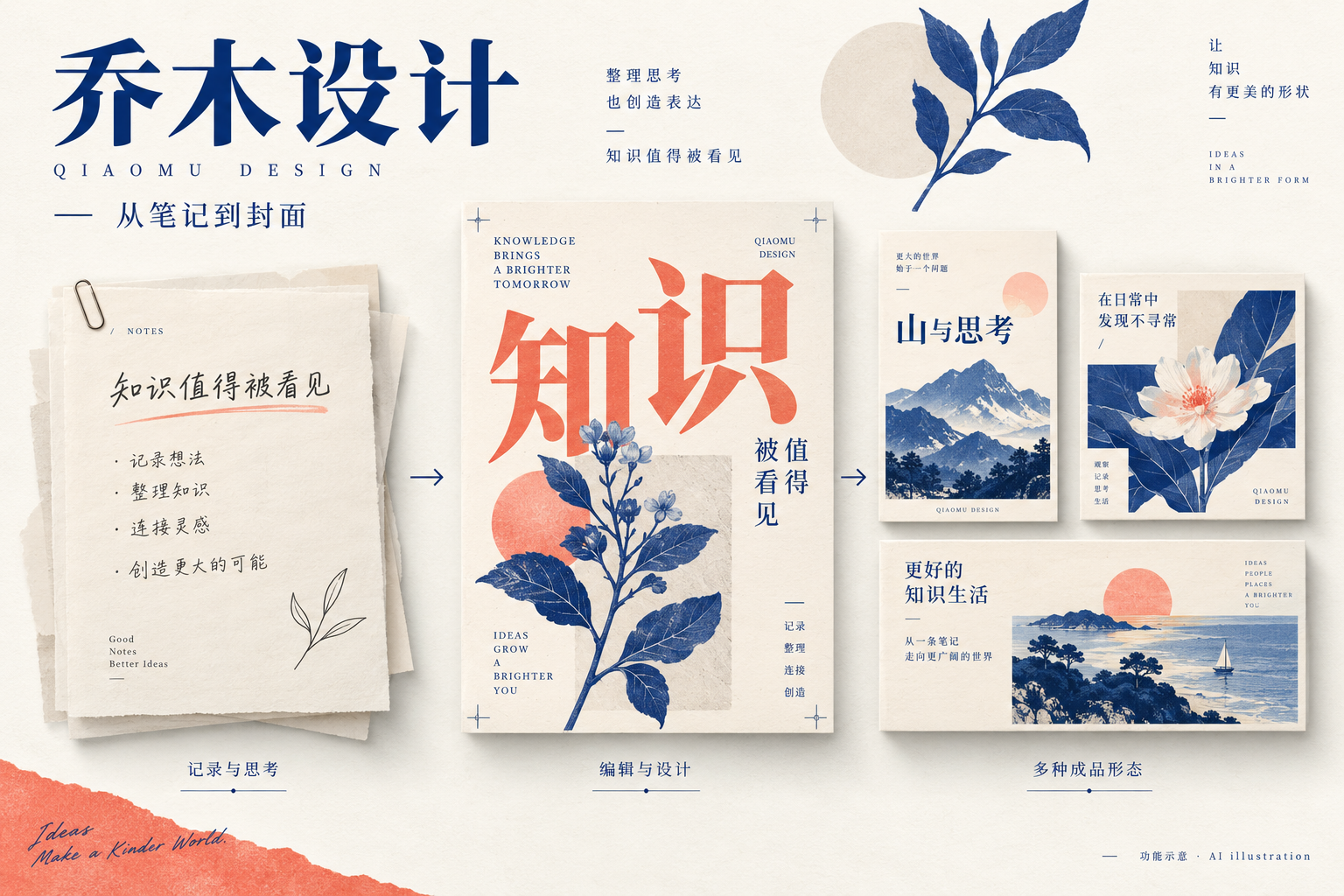 乔木设计:从笔记、可编辑图层到多种画幅的封面,AI 功能示意