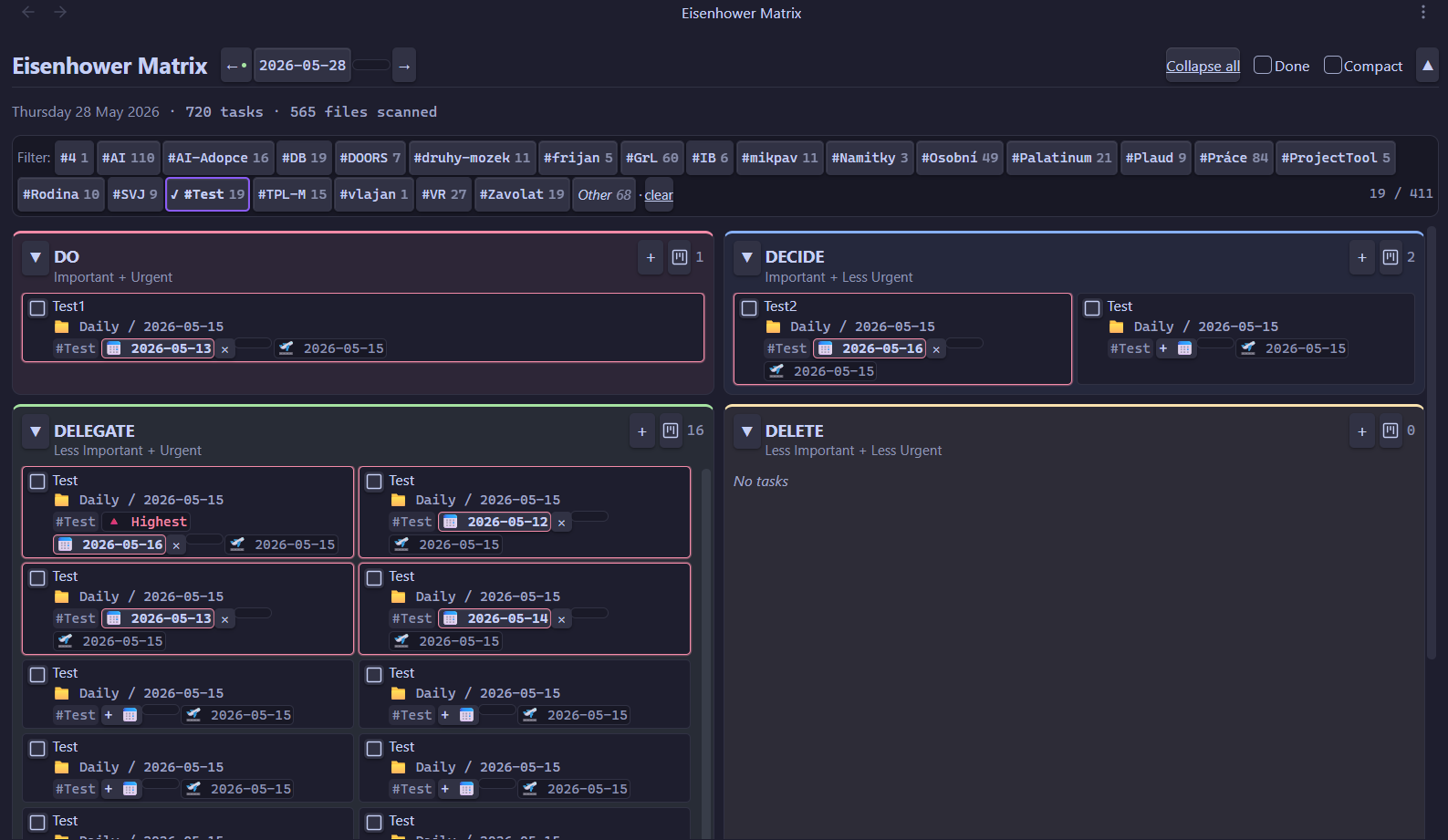 Dark theme — grid view