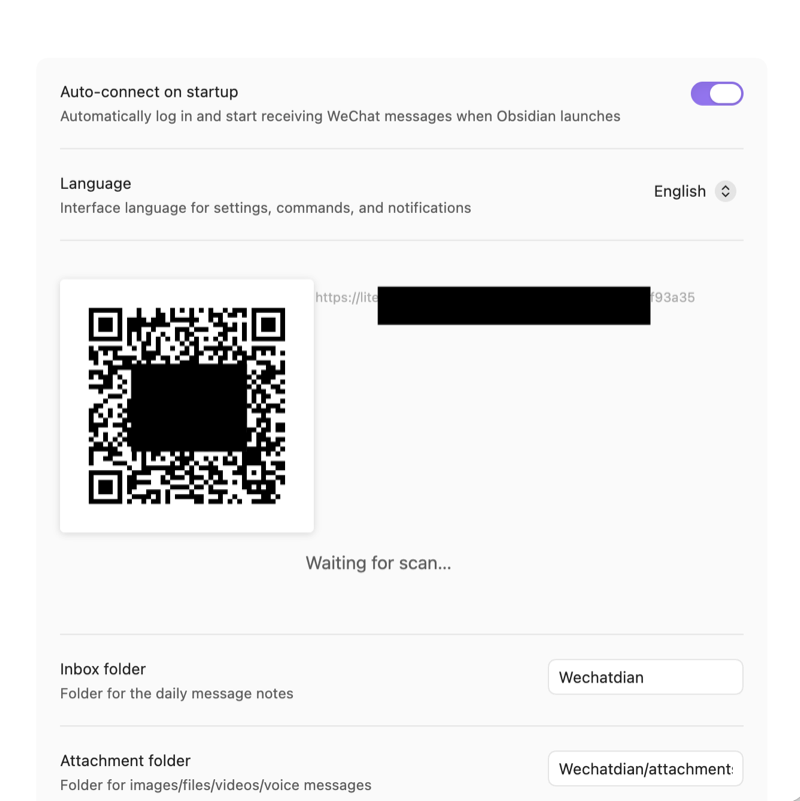 QR login in the settings page