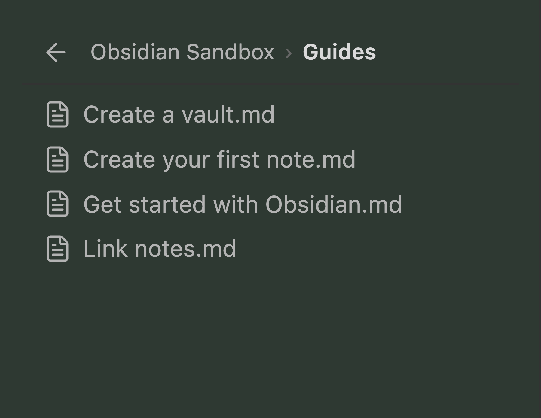 Inside a folder: breadcrumb trail at the top