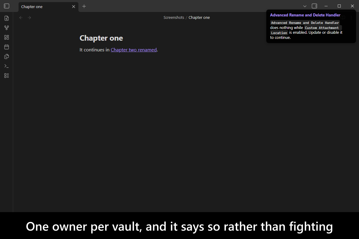 One owner per vault, and it says so rather than fighting
