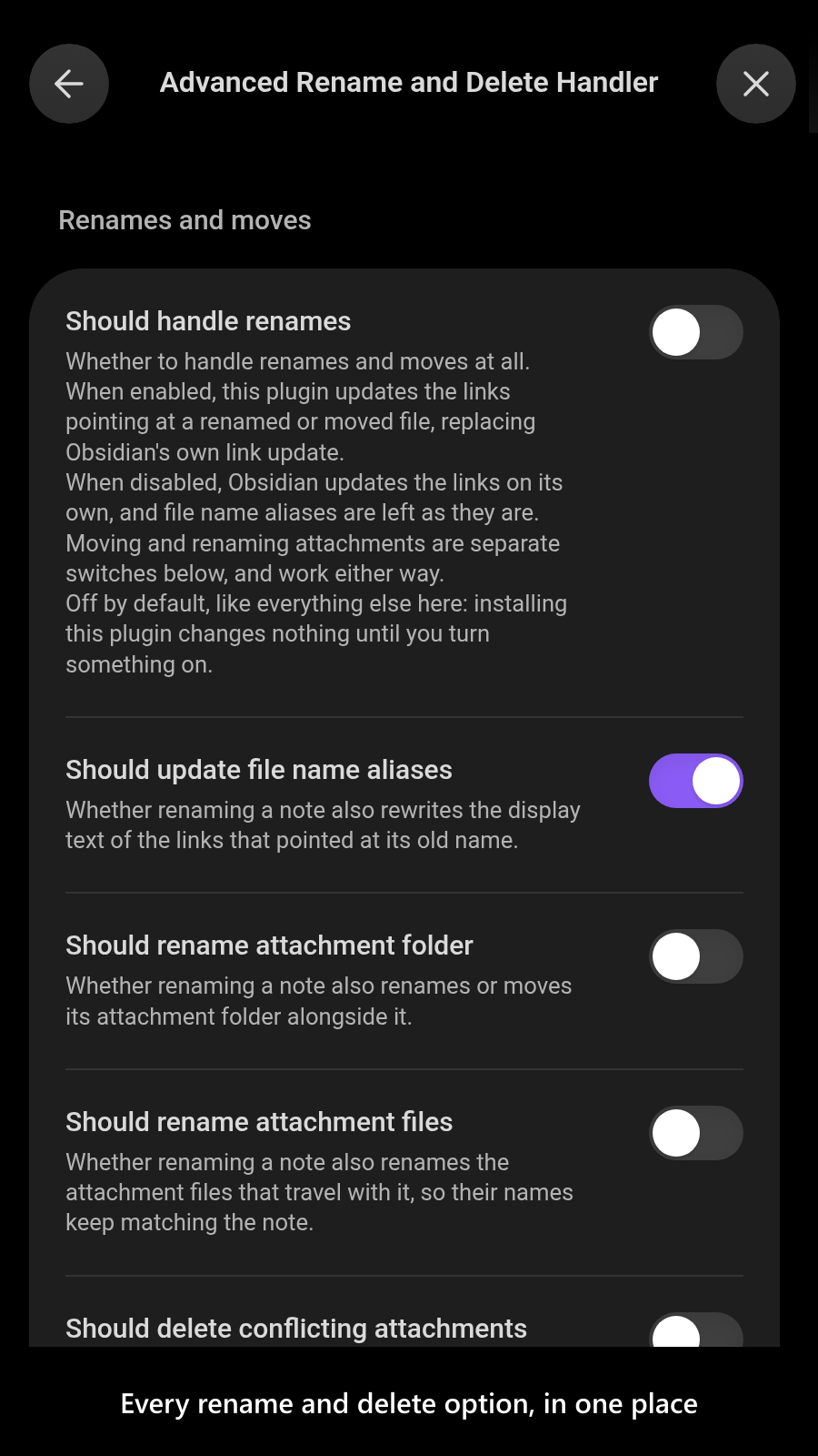 Every rename and delete option, in one place