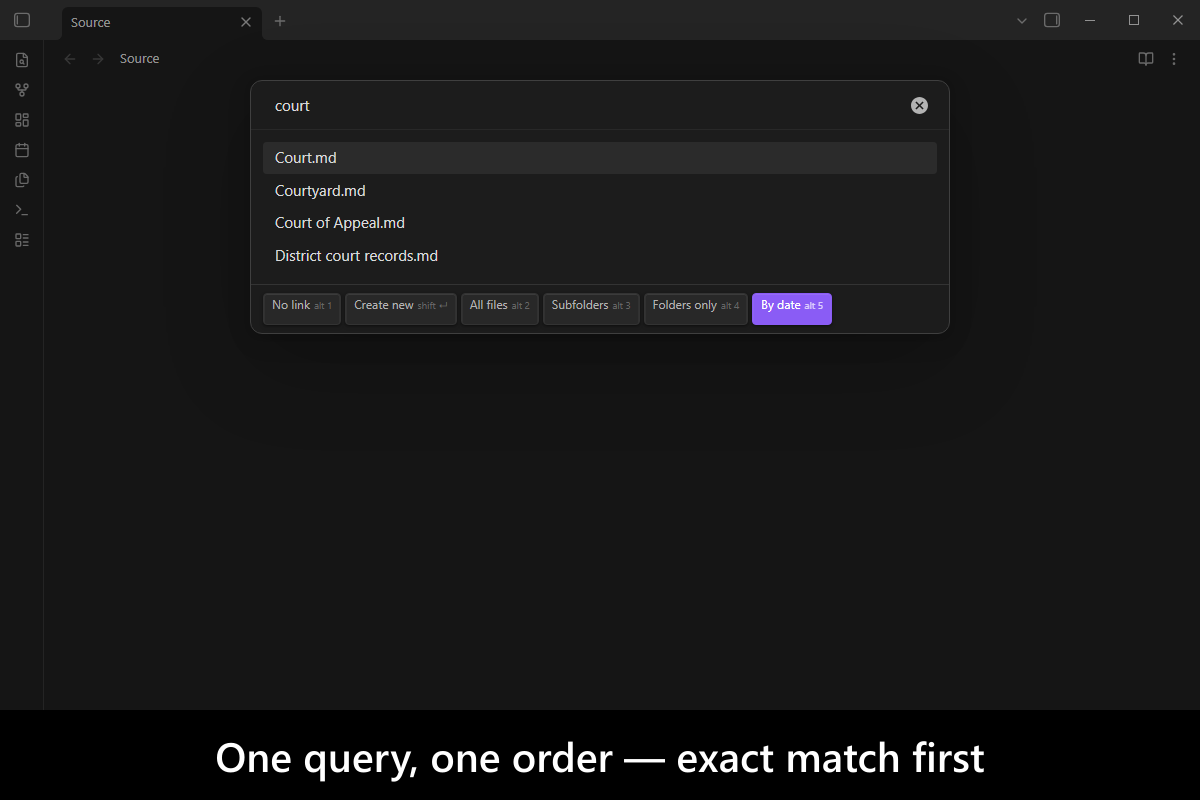 One query, one order — exact match first