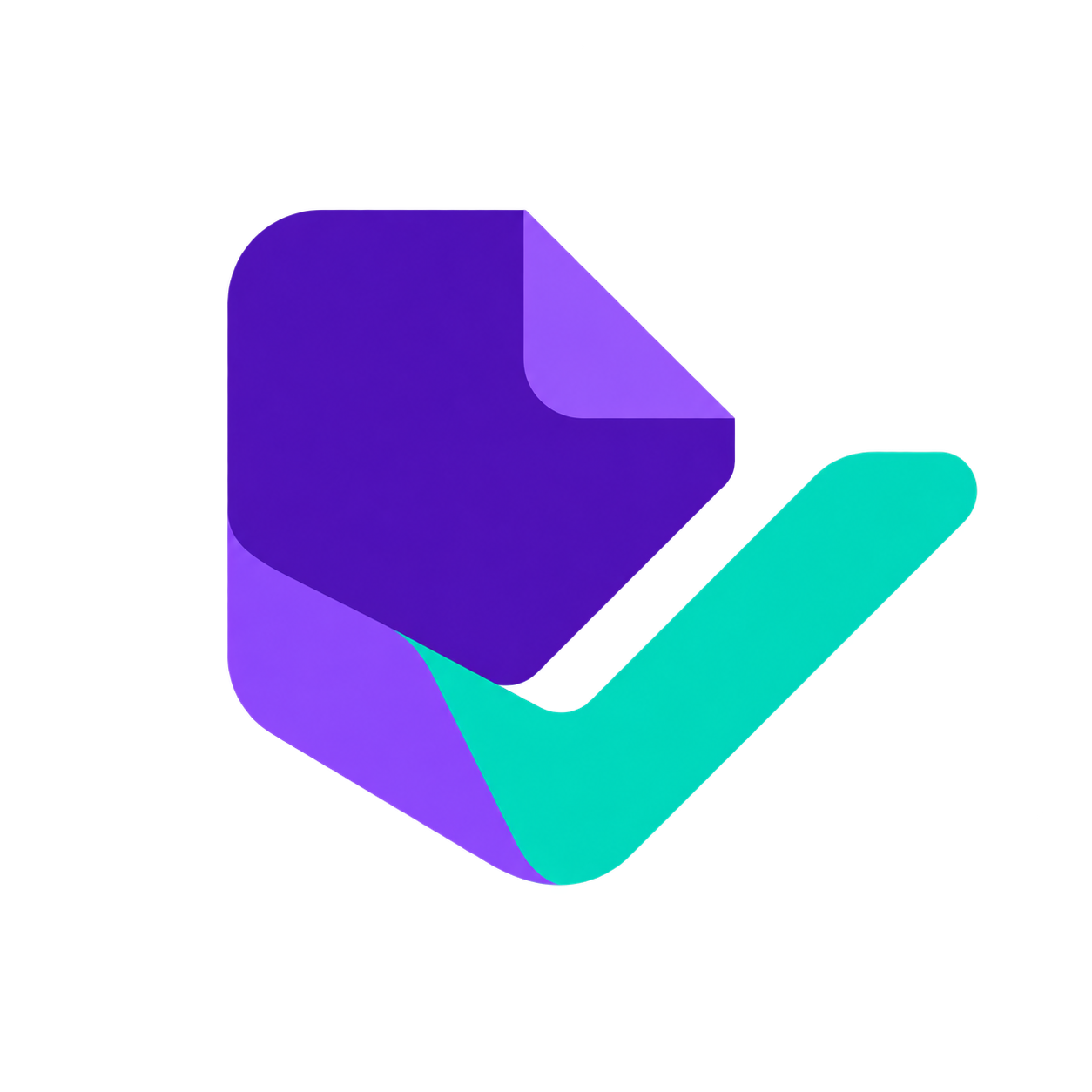 A violet note turning into a teal checkmark