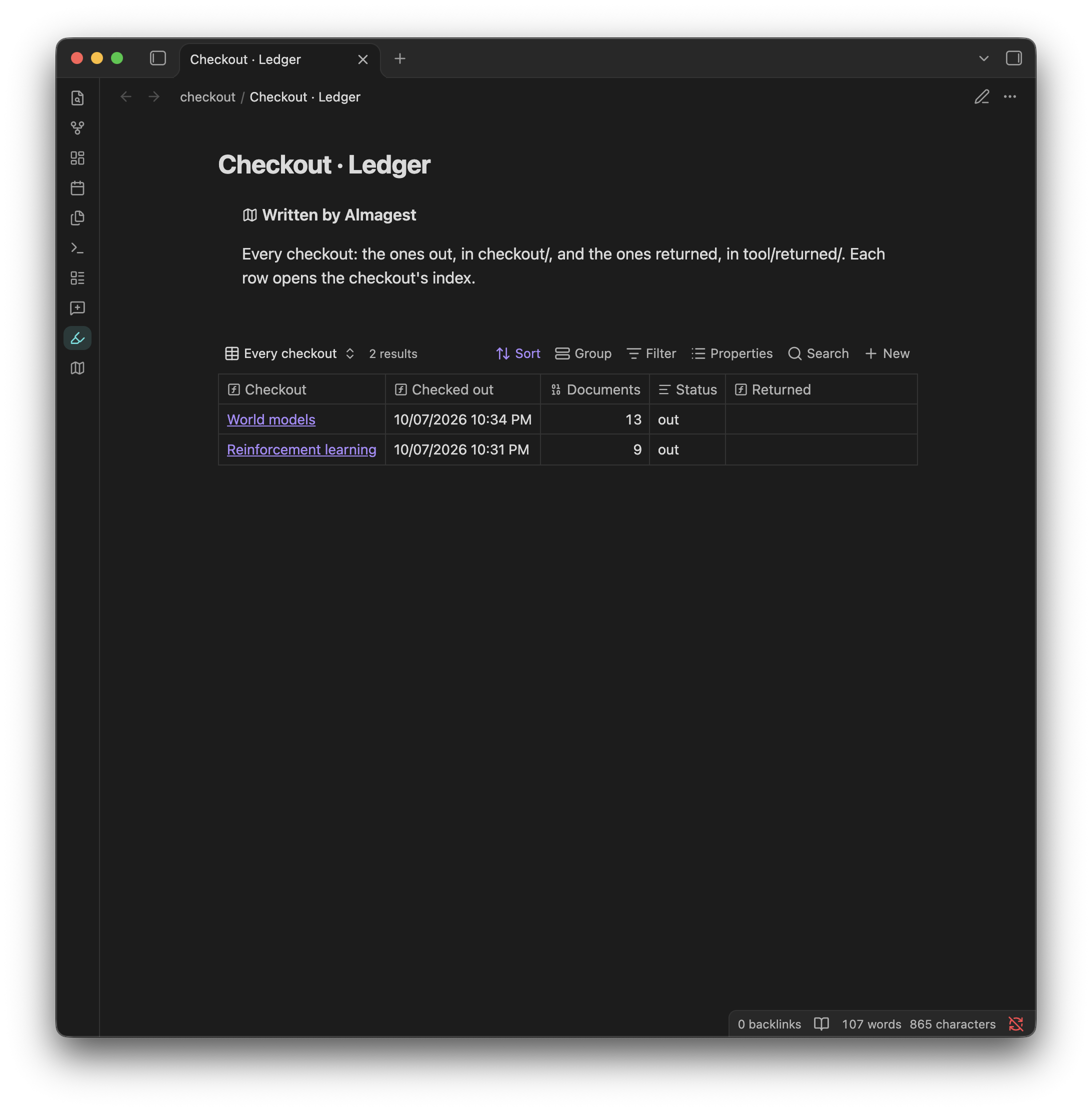 The checkout ledger