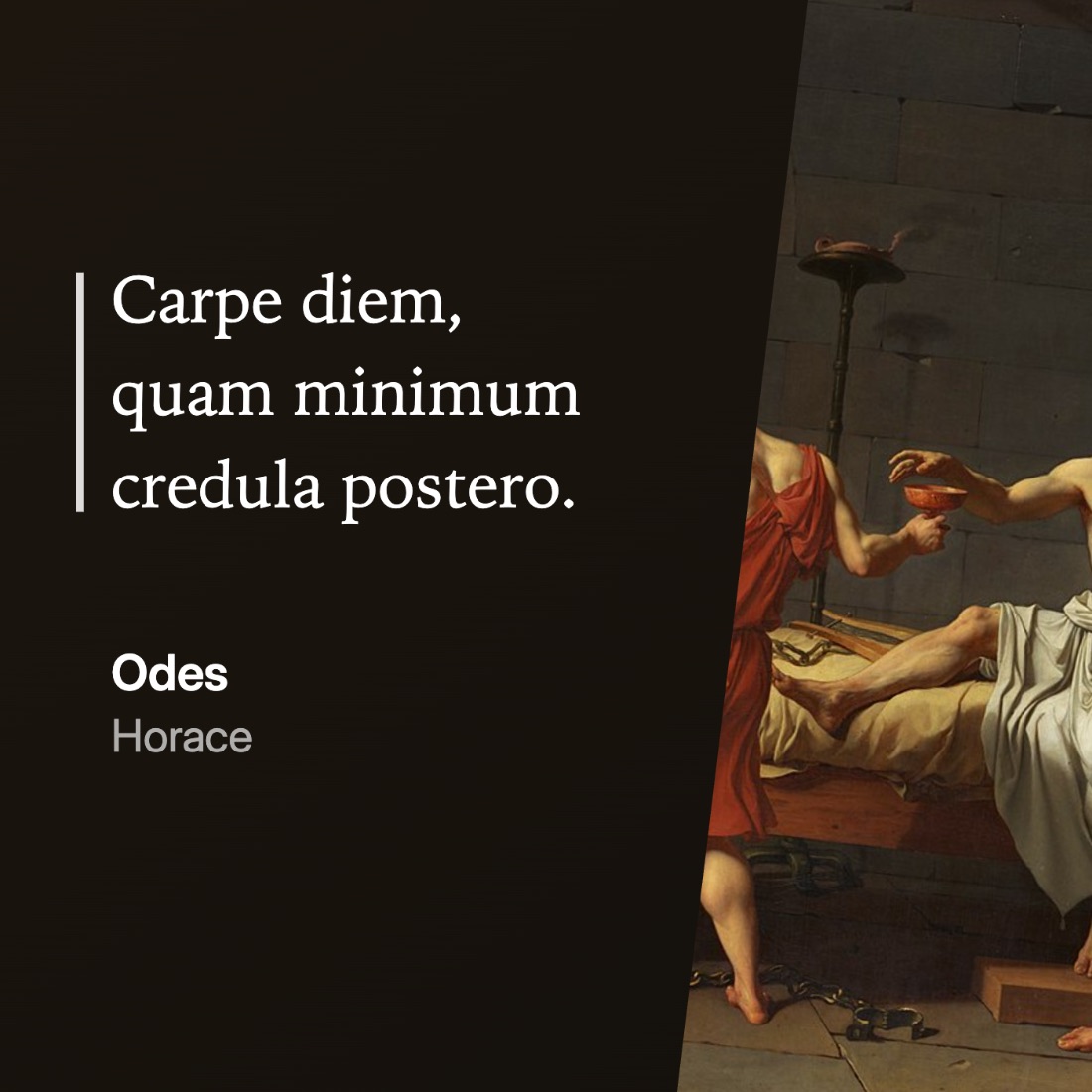 Carpe diem set beside David's Death of Socrates