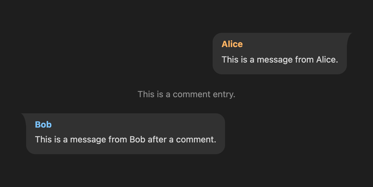 Comment entry example.