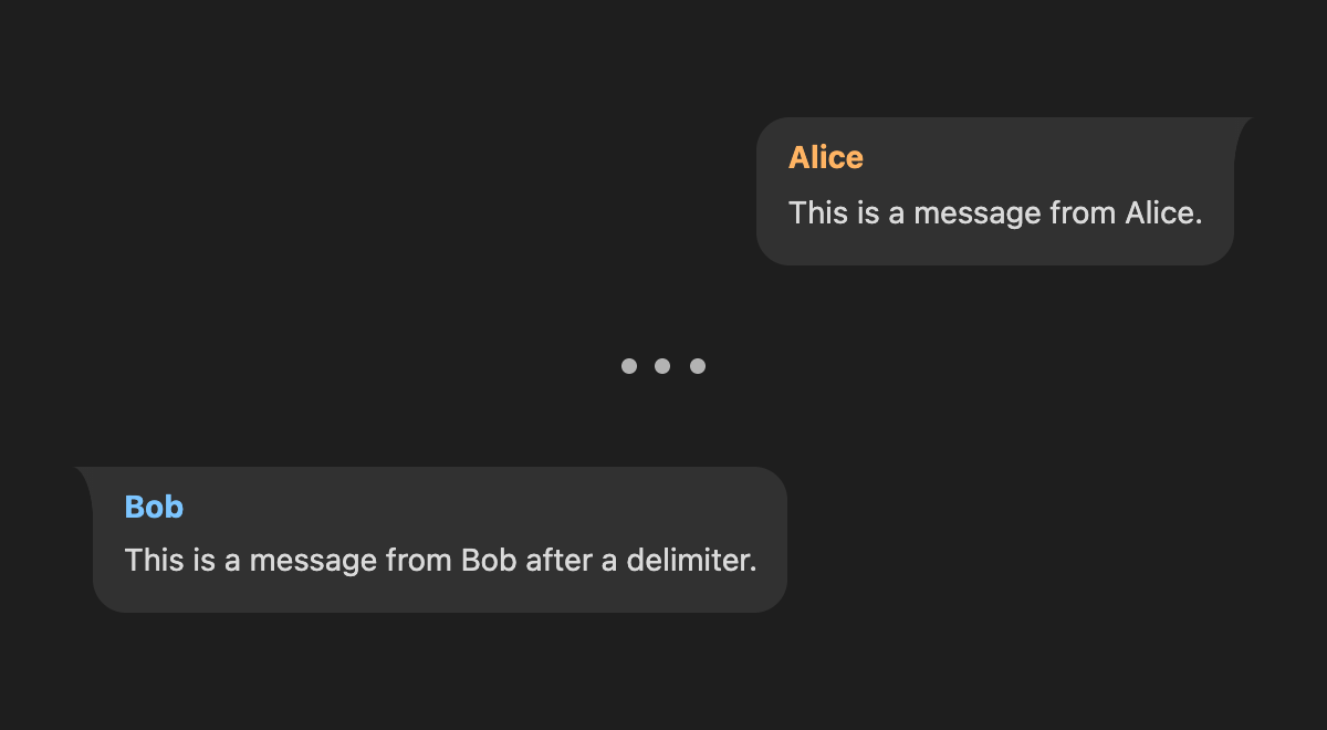 Delimiter entry example.