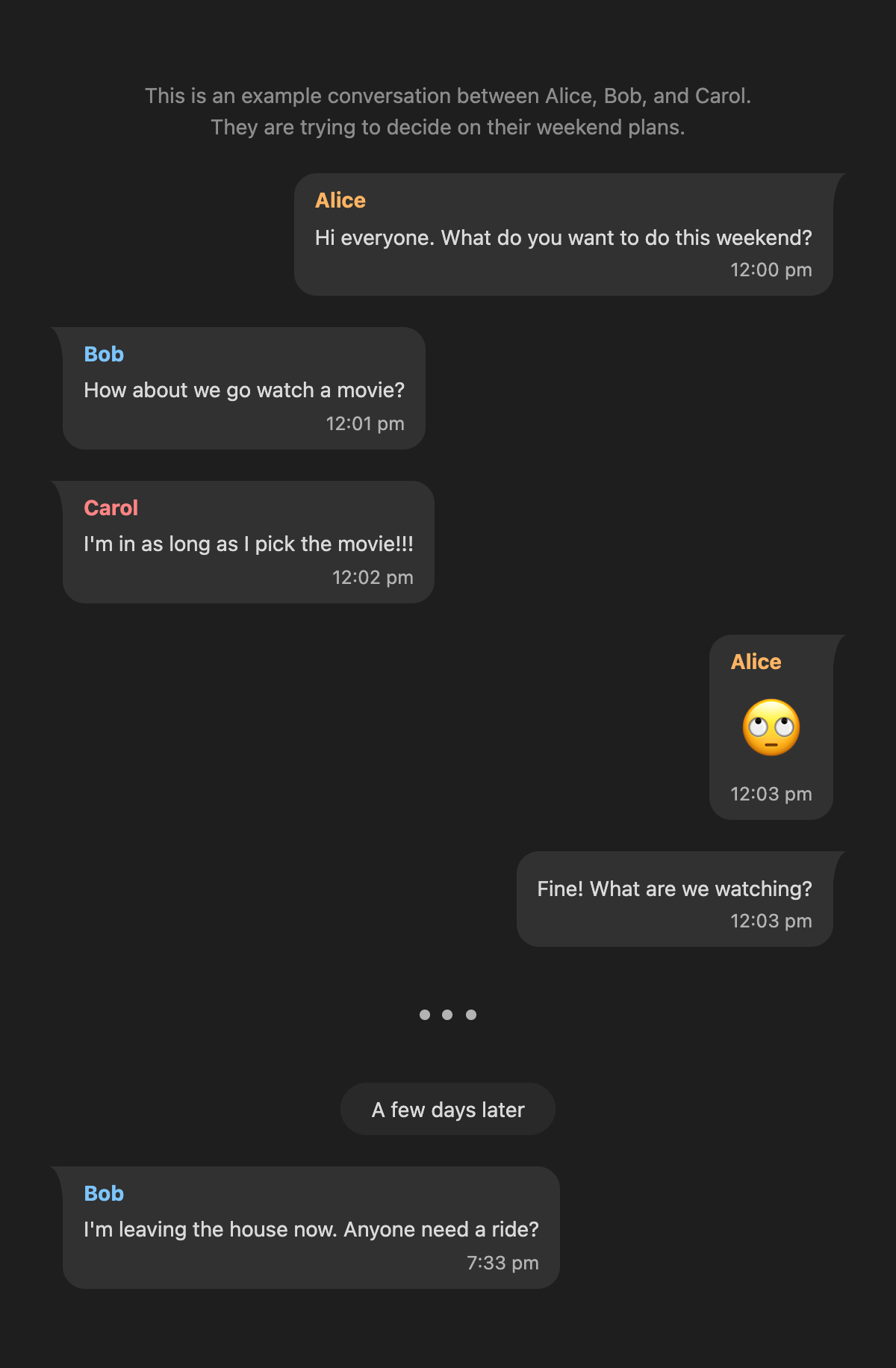 Chatterbox example conversation.