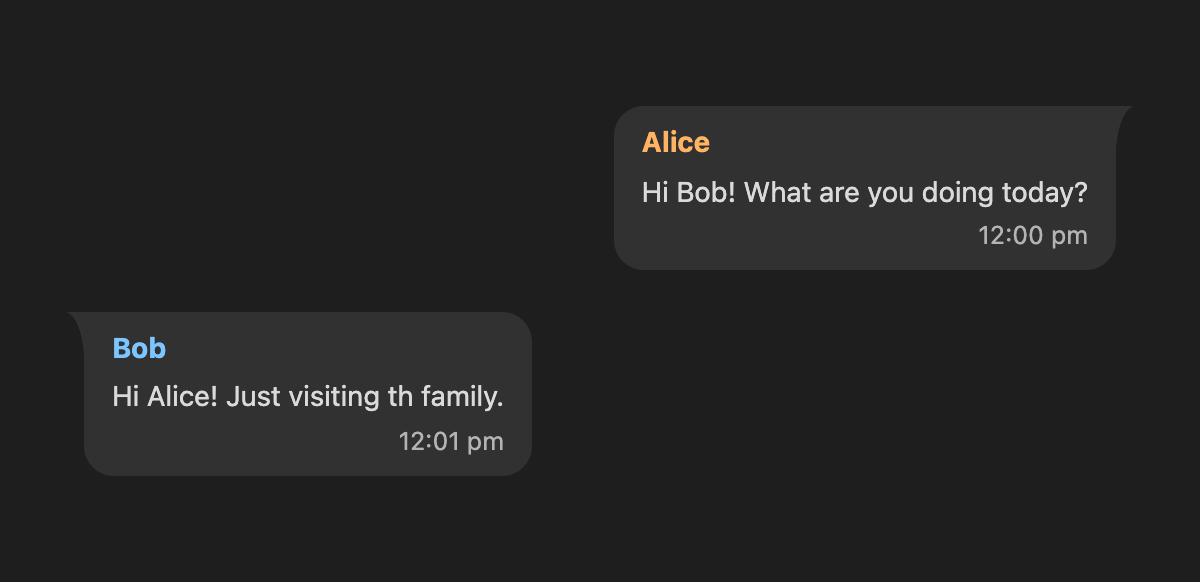 Message entry with subtext example.