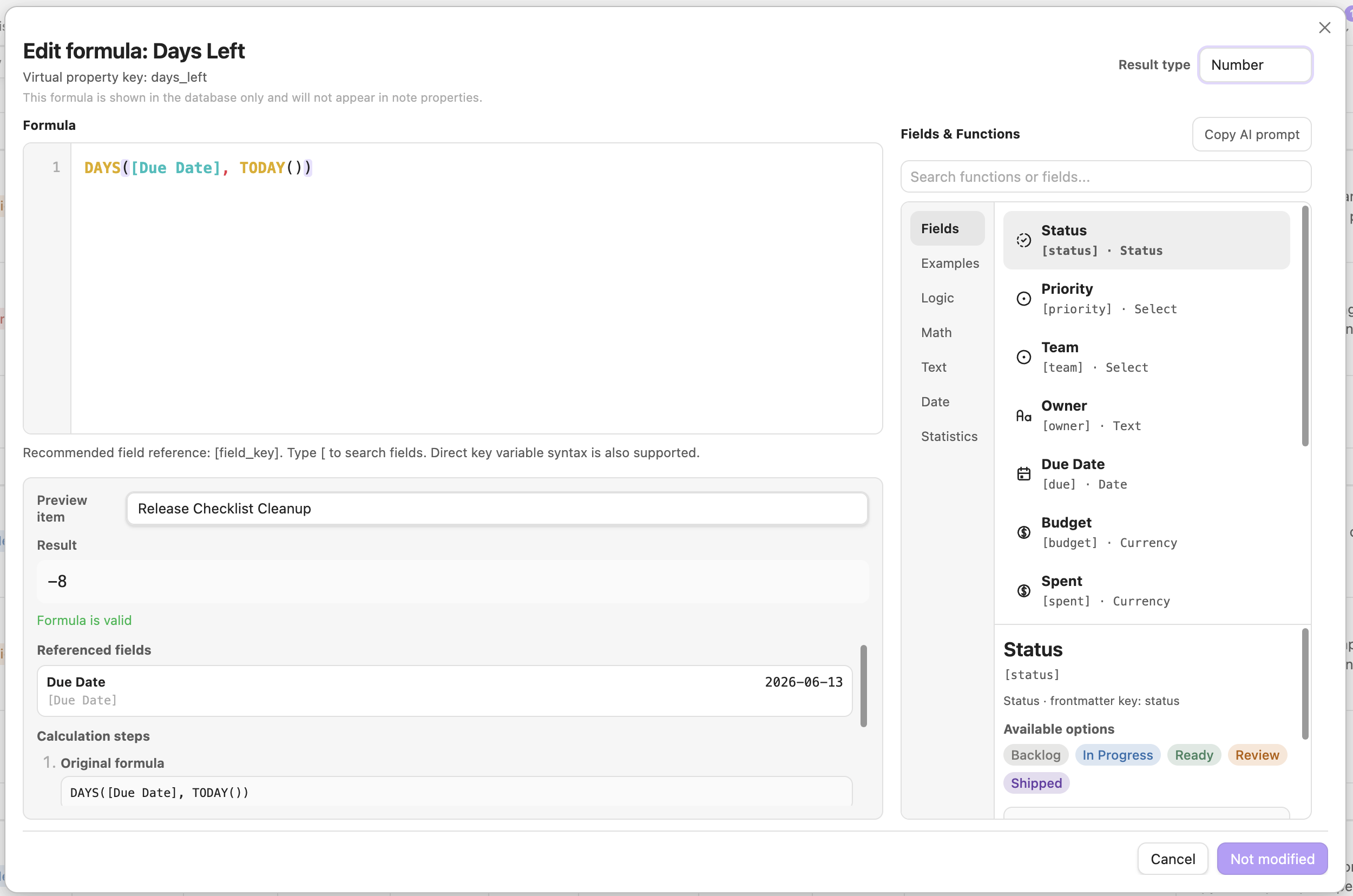 Formula editor