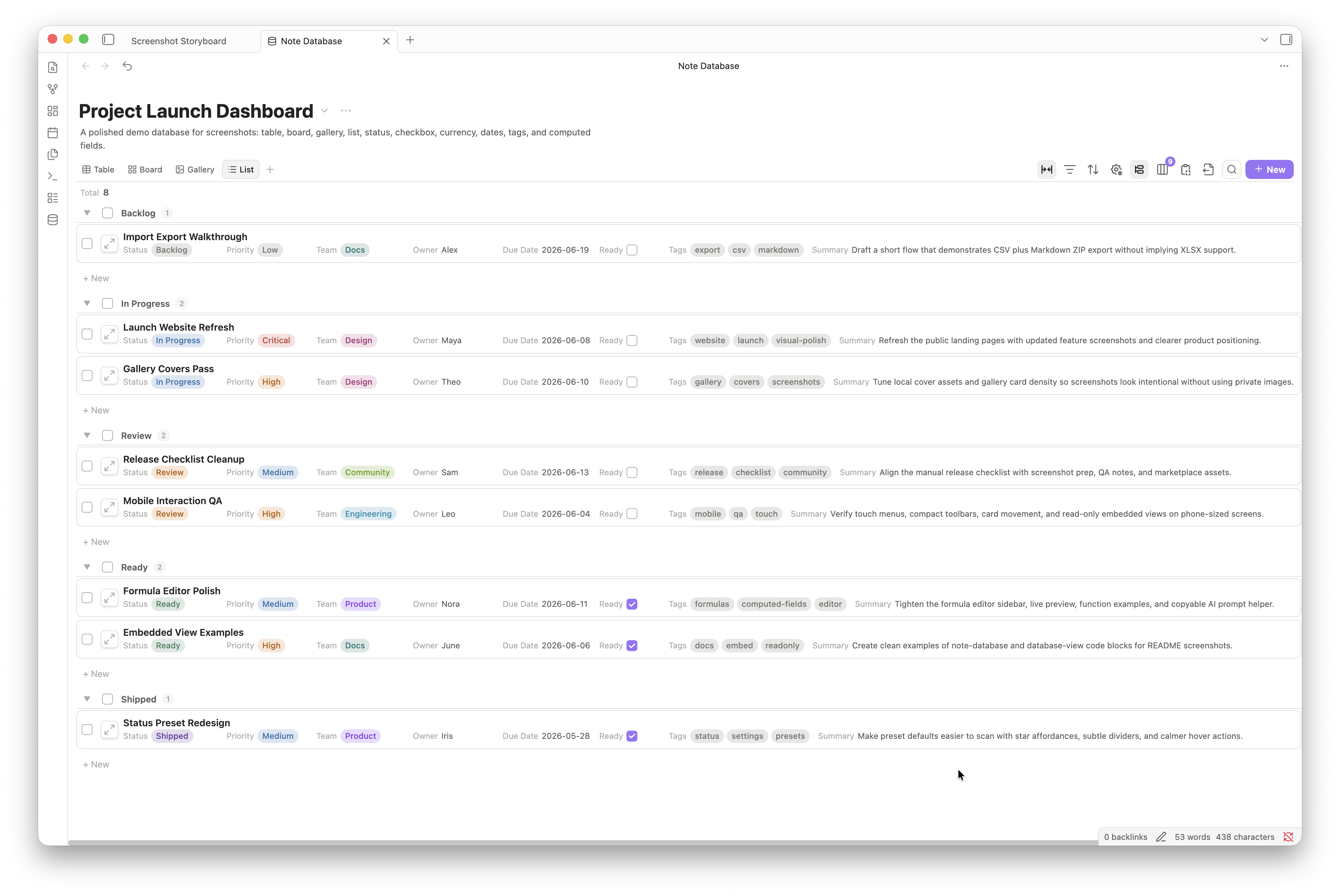 List view
