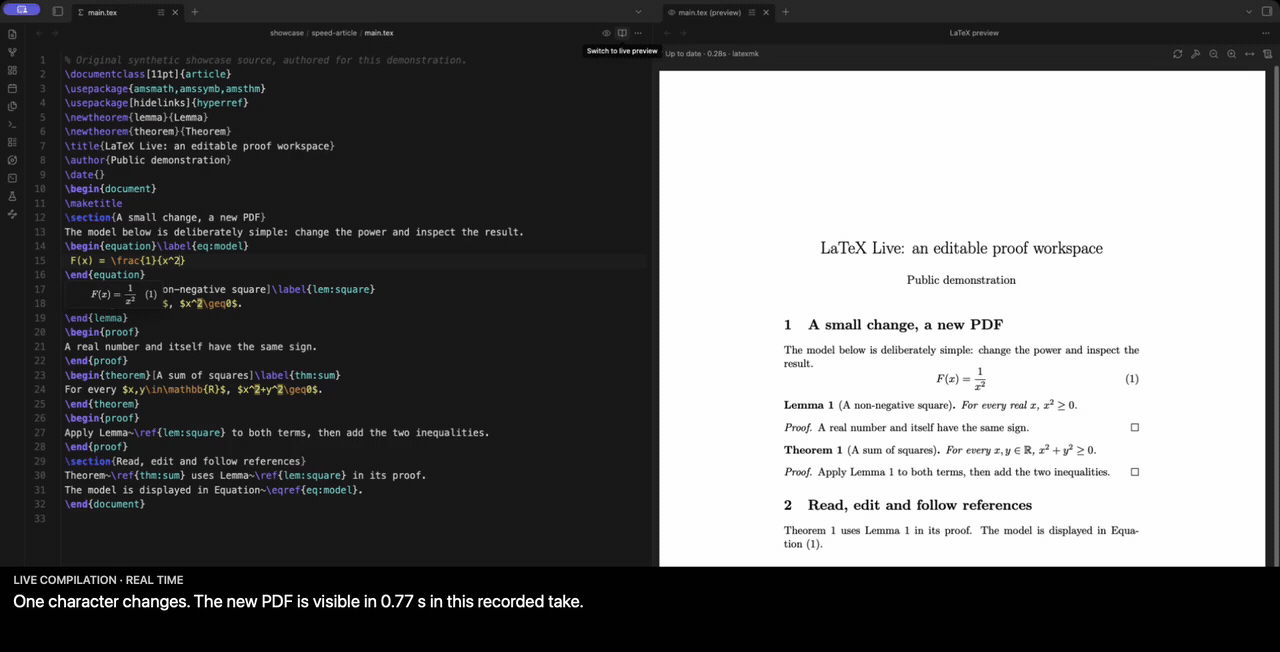 One actual edit and native PDF update at normal speed