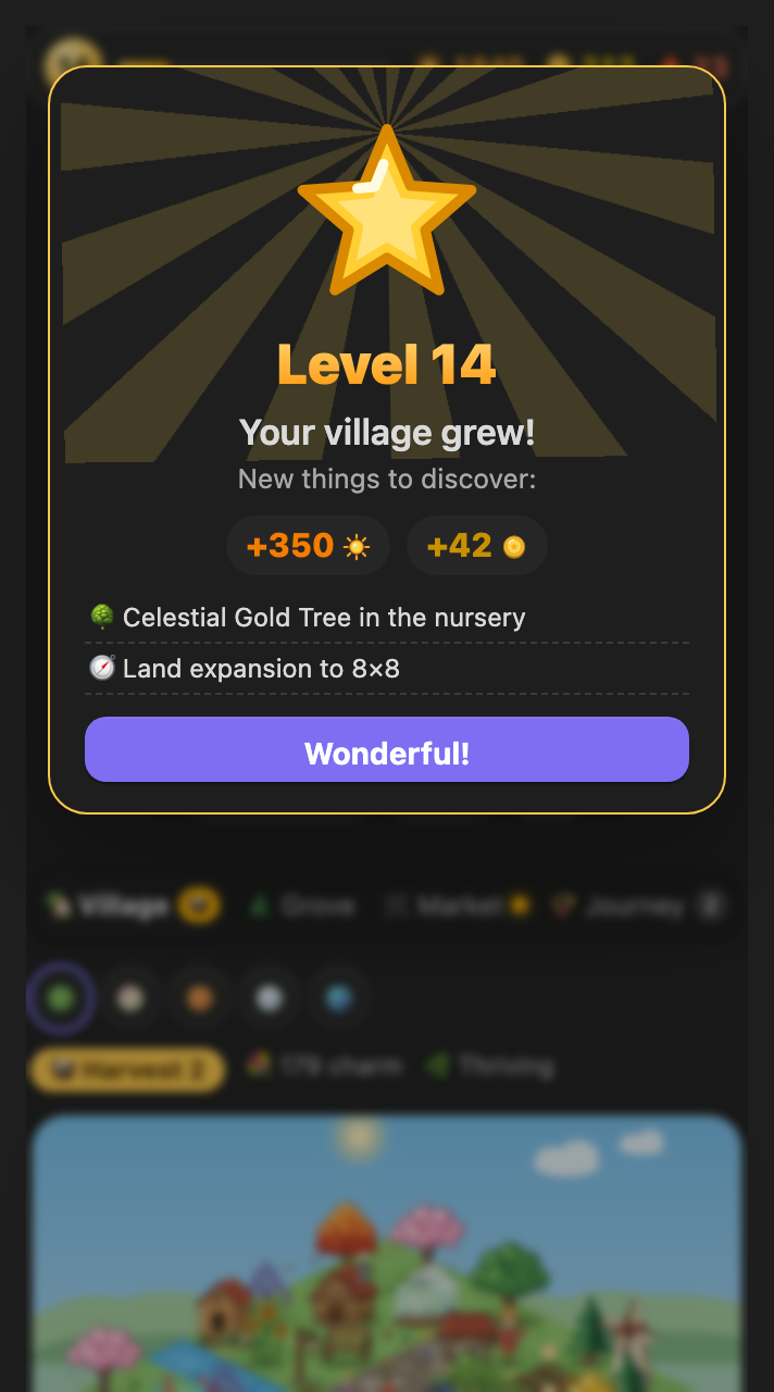 Level-up celebration card