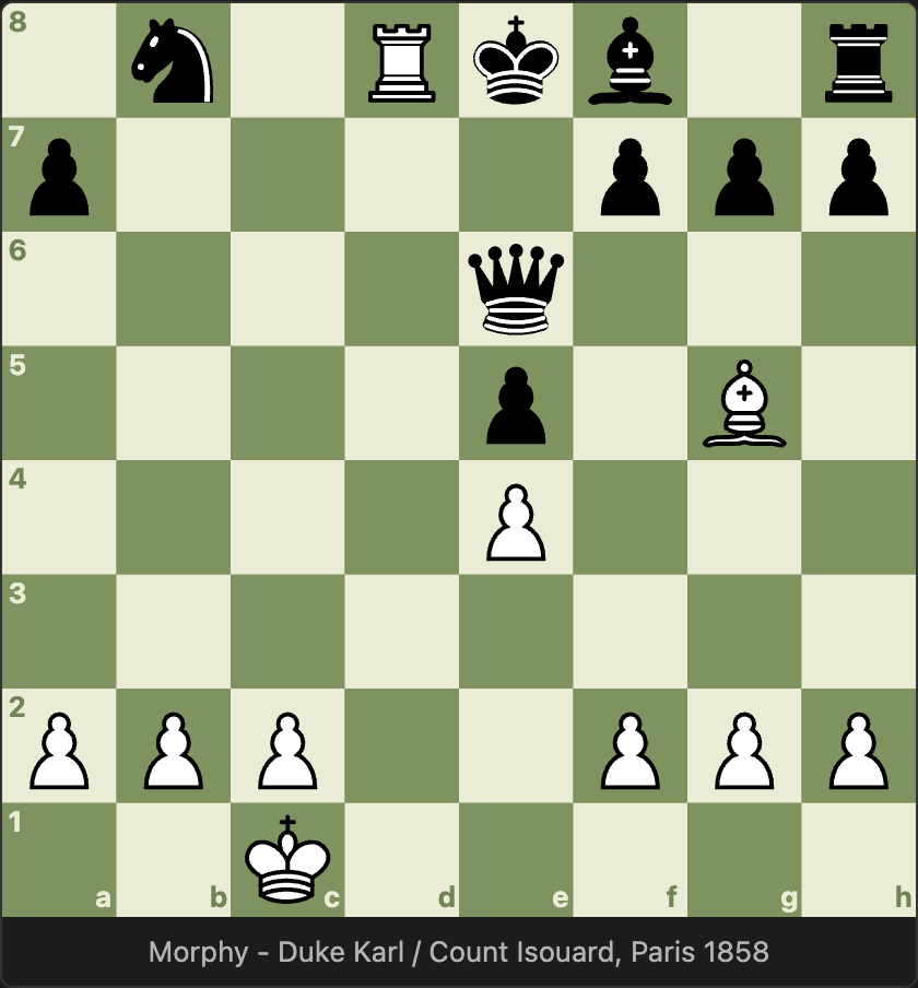 A static diagram of the Opera Game's final position with a caption