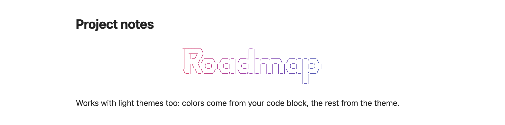 A gradient Roadmap title in a light-theme note