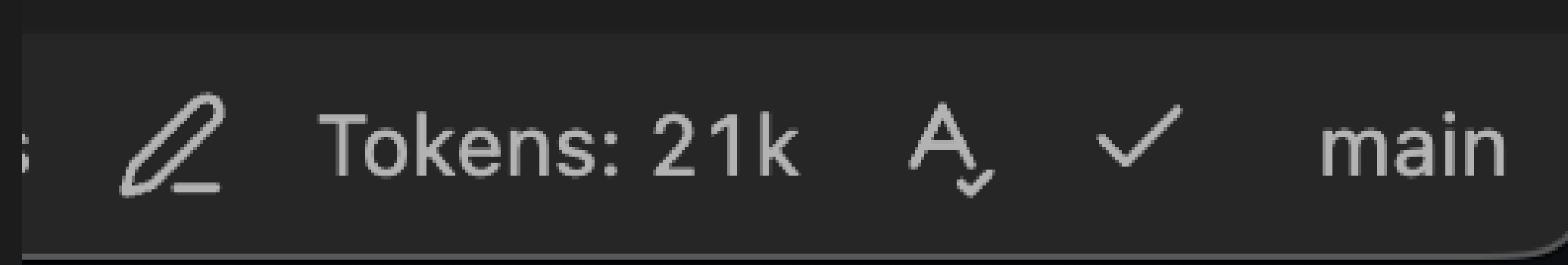 Status bar showing total token count with tooltip breakdown