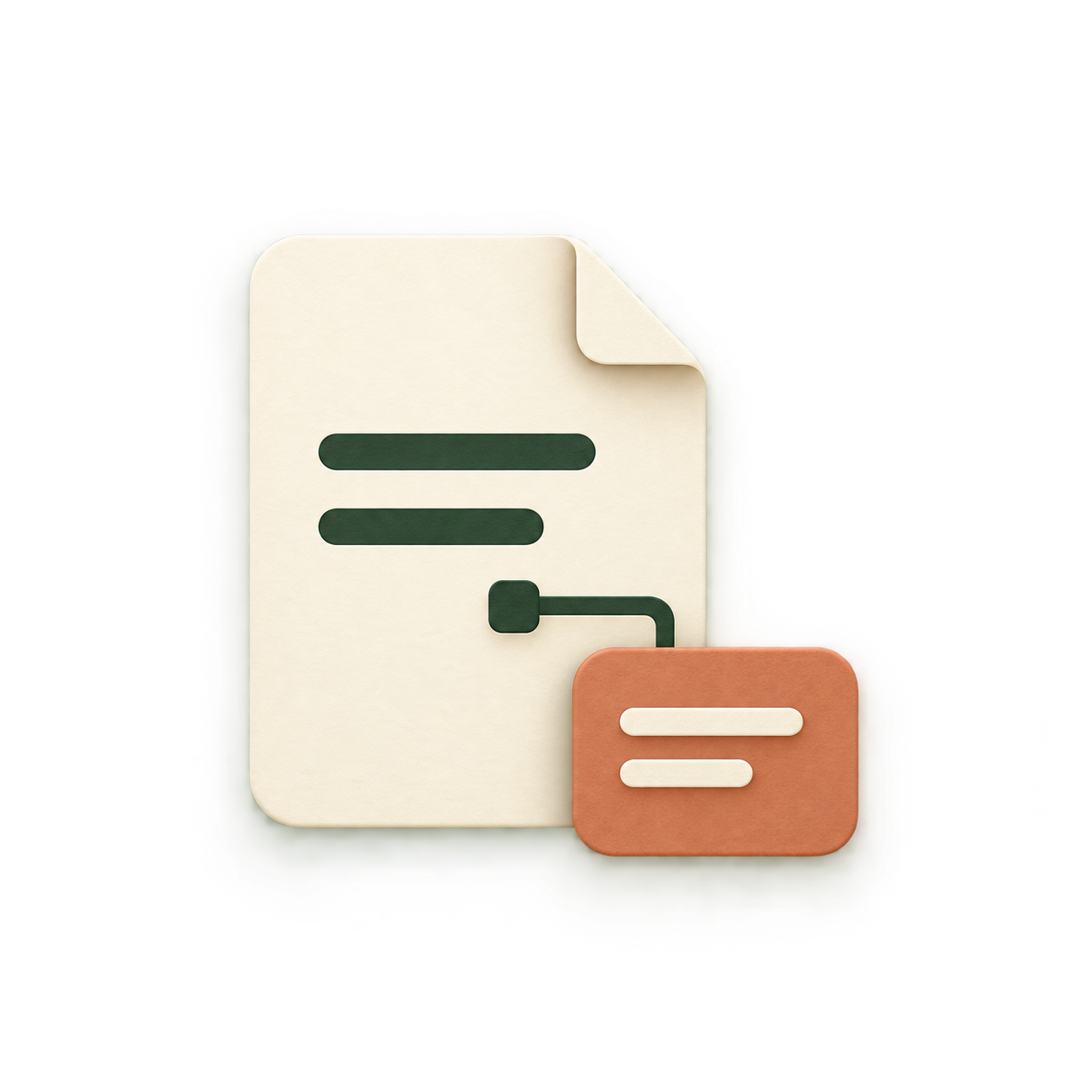 A note connected to a smaller annotation card