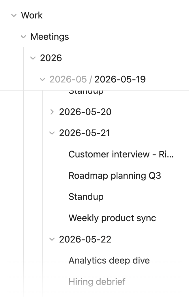 Sticky Folders in Obsidian's mobile layout