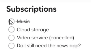Task checkbox