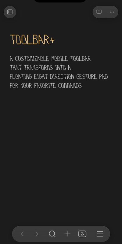 Toolbar+ on mobile: detach the control, use directional gestures, and dock it again.